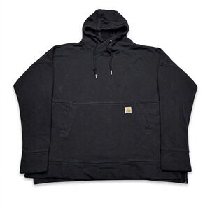 Carhartt Womens L 12/14 Hoodie Black Relaxed Fit Pullover Sweatshirt 103591